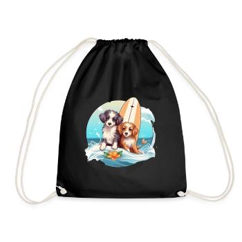 Deux chiens de surf - Sac de sport léger - noir - Devant
