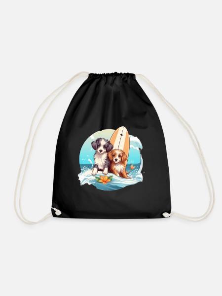 Zwei Surfhunde - Turnbeutel - Schwarz