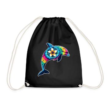 Tie Dye Delfinurlaub 2024 Hawaii - Turnbeutel - Schwarz - Vorne