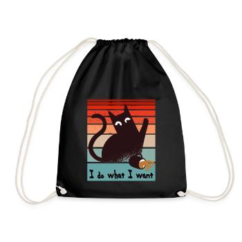 Ich mache was ich will. Lustige Katze verschüttet - Turnbeutel - Schwarz - Vorne