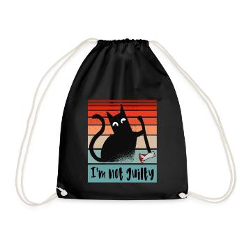 I'm not guilty, Innocent Cat with bloody axe - Drawstring Bag - black - Front