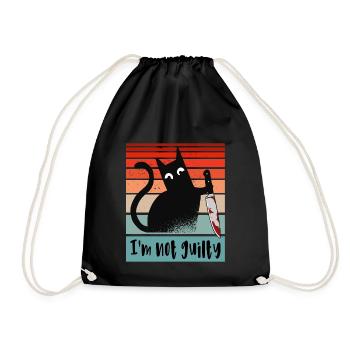 I'm not guilty, Innocent Cat with bloody knife - Drawstring Bag - black - Front