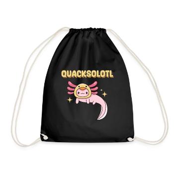 Quacksolotl Pun Design for Axolotl Lovers - Drawstring Bag - black - Front