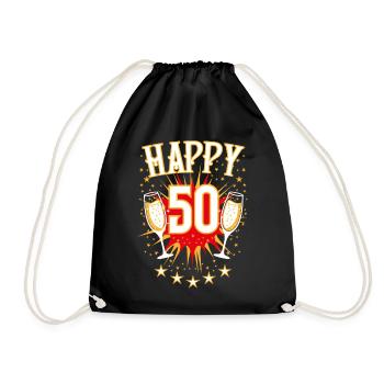 05 Happy 50 Glasses Stars - Drawstring Bag - black - Front