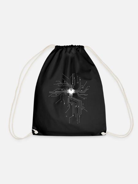 The Heart of a Tech Nerds Processor Computer Core - Drawstring Bag - black