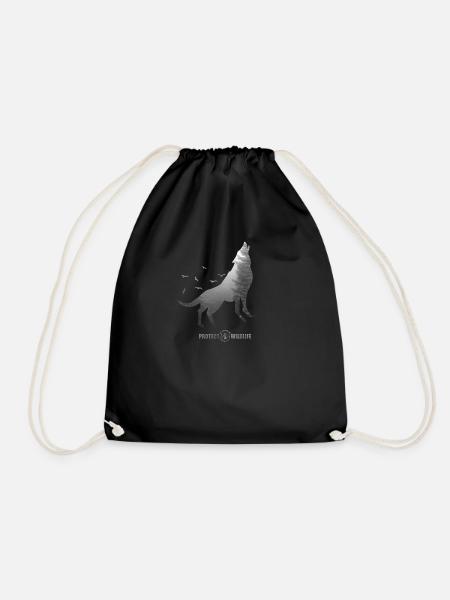 Protect Wildlife - Umweltschutz - Wolf silhouette - Turnbeutel - Schwarz