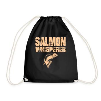 Salmon Whisperer - Lustiges Spinnfischen Fliegen - Turnbeutel - Schwarz - Vorne