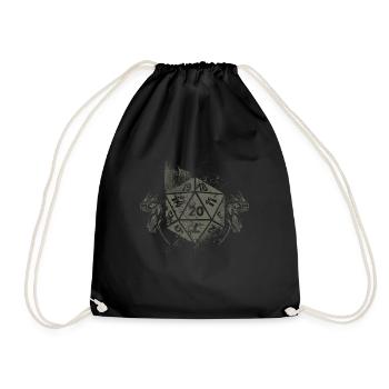 Dragons Vintage D20 Dice Tabletop RPG - Drawstring Bag - black - Front