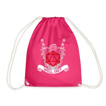 Cool Fantasy D20 Dice Heartbeat Well Shit D20 - Drawstring Bag - fuchsia - Front