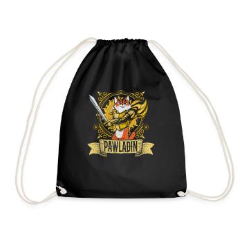 Pawladin Tabletop RPG D20 Funny Cats Paladin - Drawstring Bag - black - Front