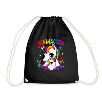 Mamacorn - Süßes Einhorn - Turnbeutel - Schwarz - Vorne