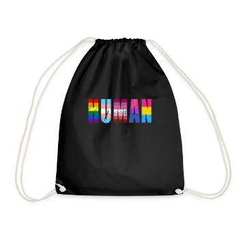 HUMAN LGBTQ Flagge Farben beunruhigt - LGBTQ - Turnbeutel - Schwarz - Vorne