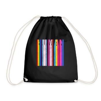 HUMAN in LGBTQ Flag Colors - LGBTQ Flag - Drawstring Bag - black - Front