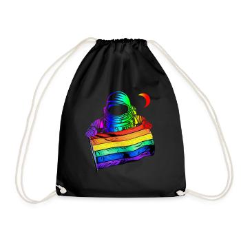 LGBTQ Flagge Astronaut - LGBTQ - Turnbeutel - Schwarz - Vorne