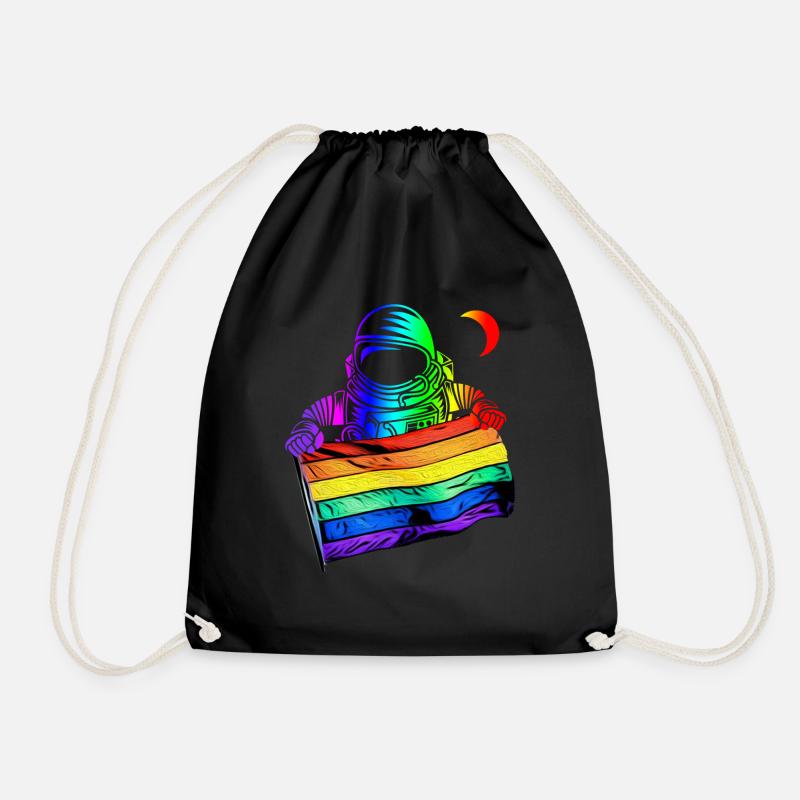 LGBTQ Flagge Astronaut - LGBTQ - Turnbeutel - Schwarz