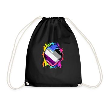 LGBTQ Pride Heart - Asexuell - Turnbeutel - Schwarz - Vorne