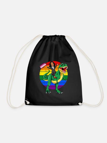 LGBTQ - Lesbian Flag Kamala Harris - Drawstring Bag - black