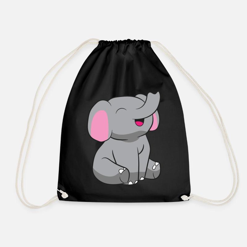 Elefant - Elefantenbaby - Turnbeutel - Schwarz