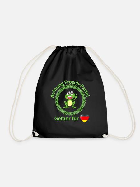 Achtung Frosch Partei Gefahr für Deutschland - Turnbeutel - Schwarz