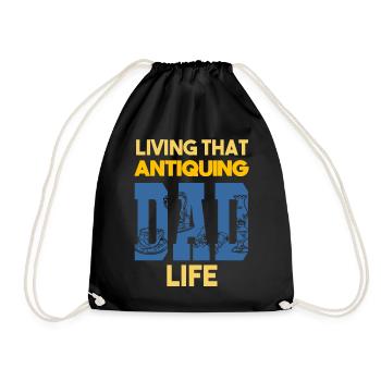 Living That Antiquing Dad Life Antiquitäten Papa - Turnbeutel - Schwarz - Vorne
