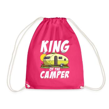 King Of The Camper Funny Camping - Drawstring Bag - fuchsia - Front