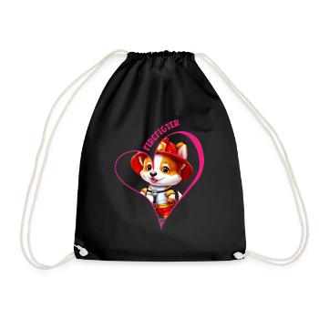 Pompier, amoureux des animaux de compagnie, corgi - Sac de sport léger - noir - Devant