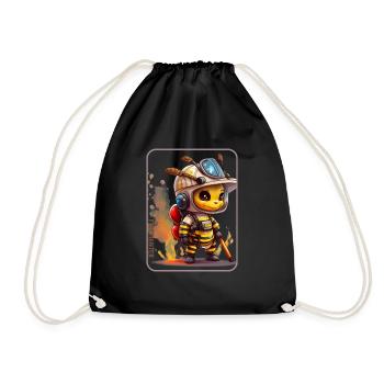 Bee firefighter - Drawstring Bag - black - Front