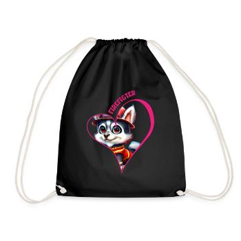 Pompier, amour husky - Sac de sport léger - noir - Devant
