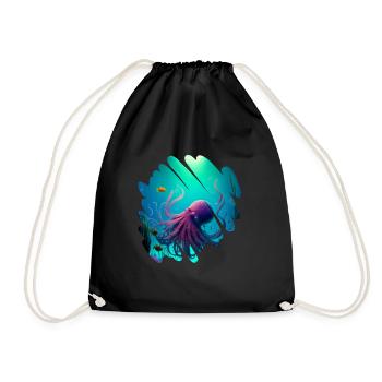 Ocean animals, octopus - Drawstring Bag - black - Front