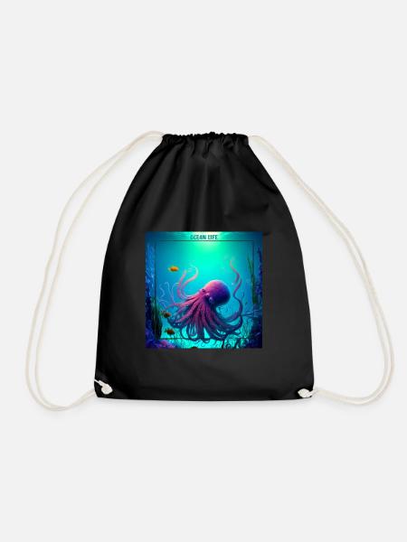 Meereslebewesen, rosa Oktopus - Turnbeutel - Schwarz