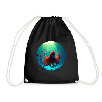 Ocean animals, beautiful octopus - Drawstring Bag - black - Front