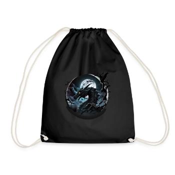 Black dragon in the moonlight - Drawstring Bag - black - Front
