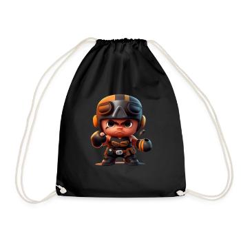 Dessin animé du petit combattant - Sac de sport léger - noir - Devant