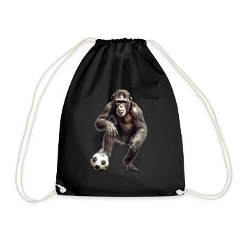 Animal Soccer Players, funny monkey - Drawstring Bag - black - Front