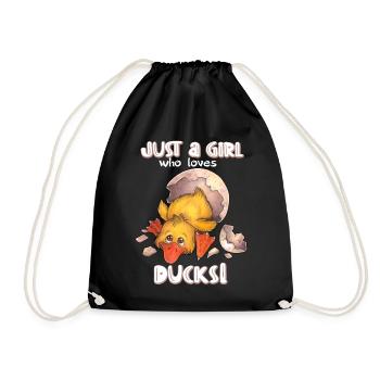 Just a girl who loves ducks - niedliche Ente im Ei - Turnbeutel - Schwarz - Vorne