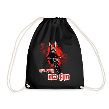 Raging hare on mountain bike: no risk no fun - Drawstring Bag - black - Front