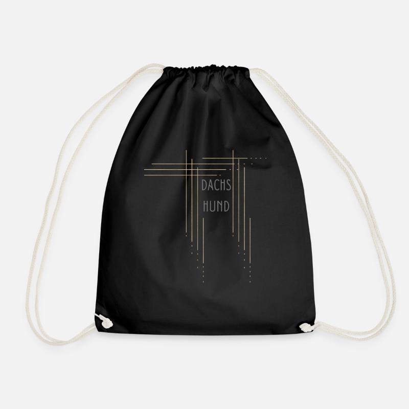 Dachshund Saying, Dachshund Motif, Dachshund Art Deco - Drawstring Bag - black