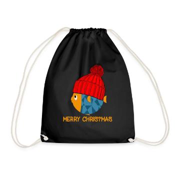 Little fish wishes you a Merry Christmas - Drawstring Bag - black - Front