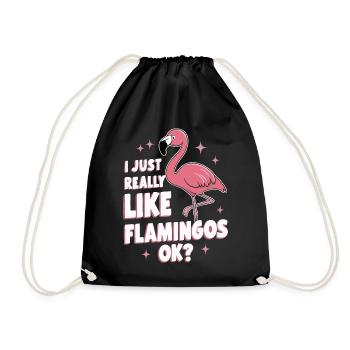 Flamingo Tier Rosa - Turnbeutel - Schwarz - Vorne