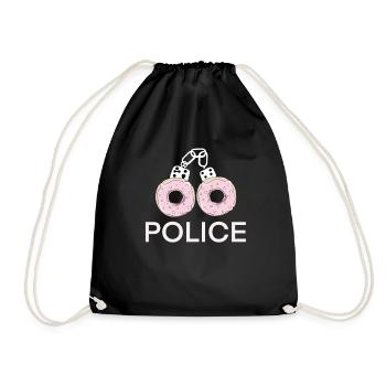 Polizei - Donut Handschellen - Turnbeutel - Schwarz - Vorne
