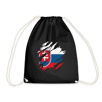 Slovakia flag scratches used look cut Slovak - Drawstring Bag - black - Front