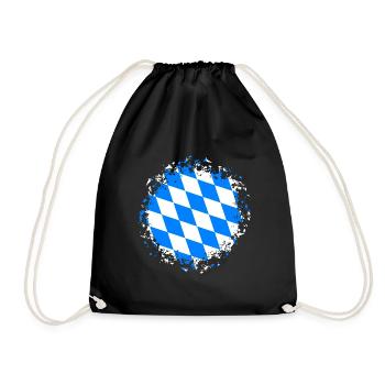 Bayern Flagge Bayerische Fahne Klecks Bundesland - Turnbeutel - Schwarz - Vorne