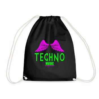 Engelsflügel der Techno-Musik - Turnbeutel - Schwarz - Vorne