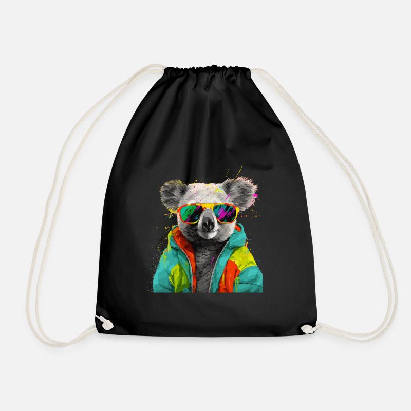Koala mit Sonnenbrille Bunt Coole Koalabär - Turnbeutel - Schwarz