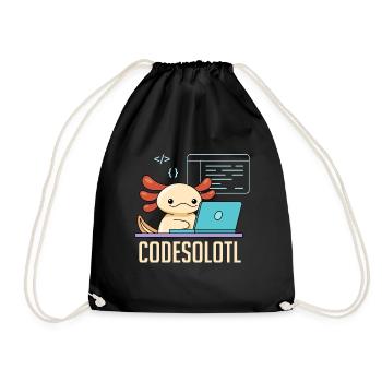 Codesolotl Pun Design for Axolotl Lovers - Drawstring Bag - black - Front