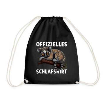 Lemur Katta Madagaskar Offizielles Schlafshirt - Turnbeutel - Schwarz - Vorne