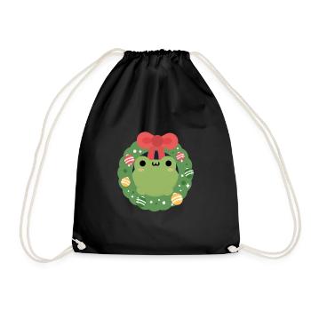 Frosch-Weihnachten - Turnbeutel - Schwarz - Vorne