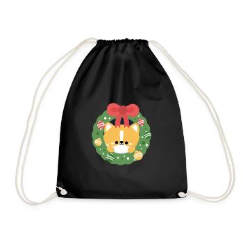 Corgi Dog Christmas - Drawstring Bag - black - Front