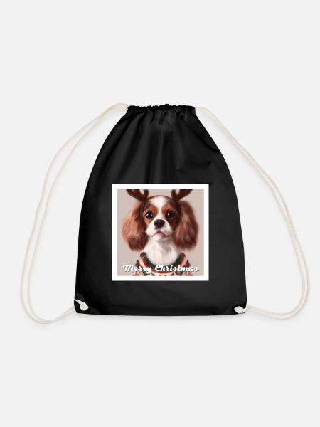 Cavalier König Charles Spaniel Hund in einem Weihnachten - Turnbeutel - Schwarz