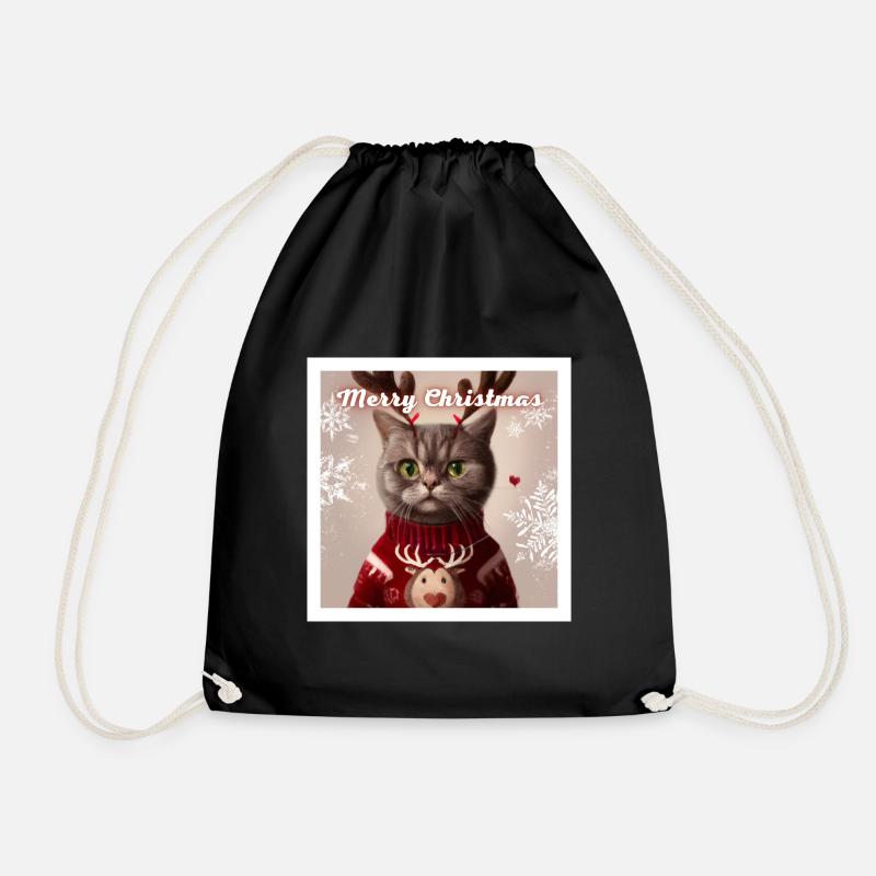Süße britische Katze im Weihnachtspullover. - Turnbeutel - Schwarz